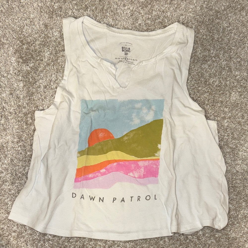 Billabong Women's White Graphic Tank Top